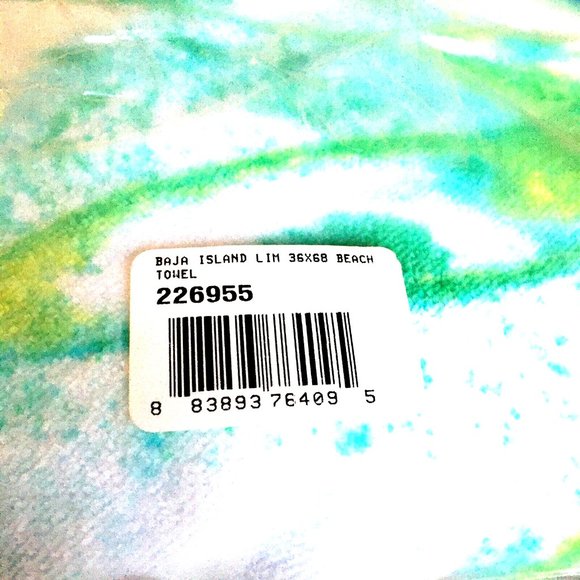 Tommy Bahama Palm Fronds Beach Towel Watercolor Blue Green Tropical Leaf 36x68 - Picture 9 of 10